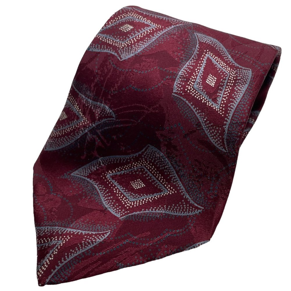 Austin Grey Vintage Men's Red Geometric Classic Silk Necktie